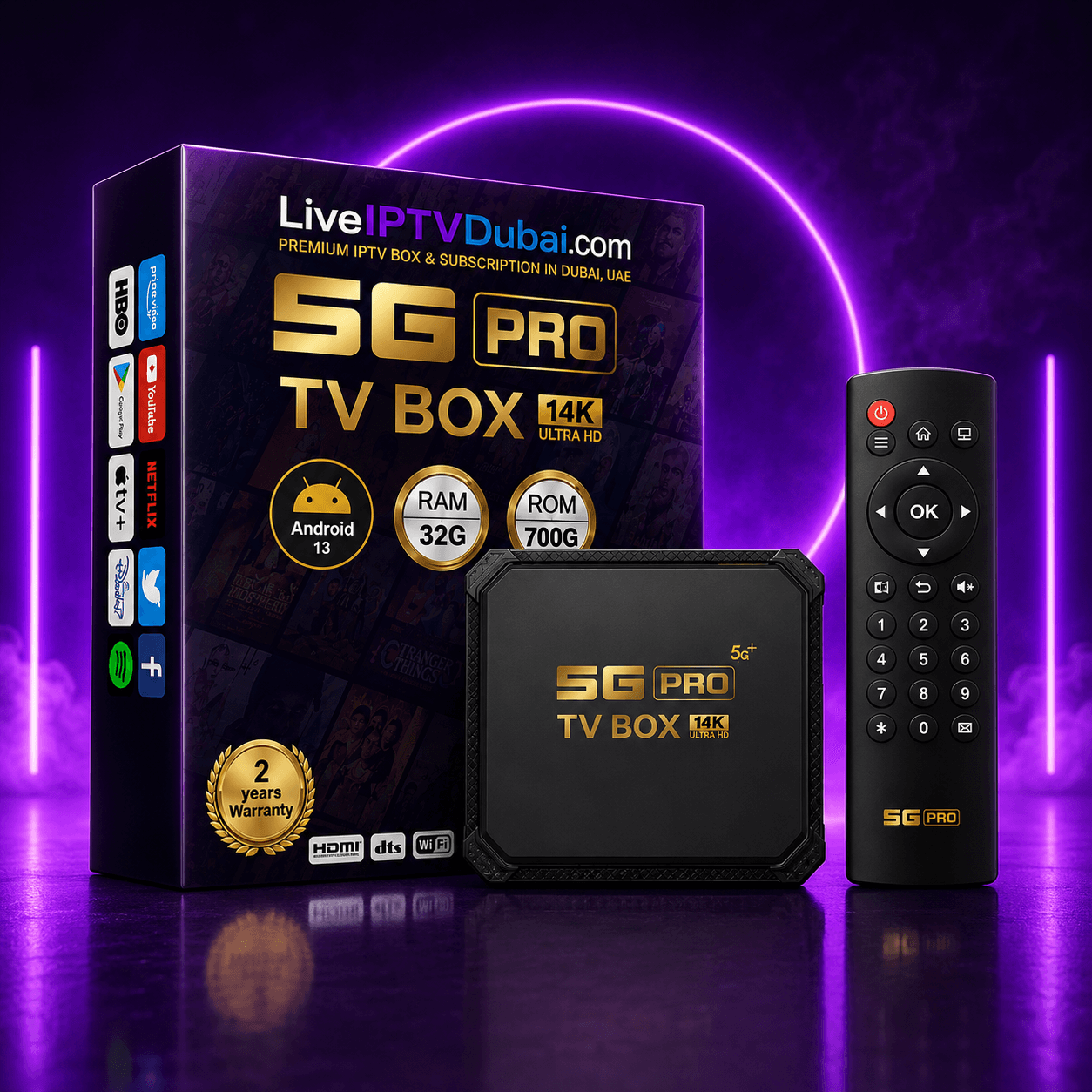 5G Pro TV Box 14K Ultra HD — Android 13, 32GB RAM, 700GB ROM, with remote