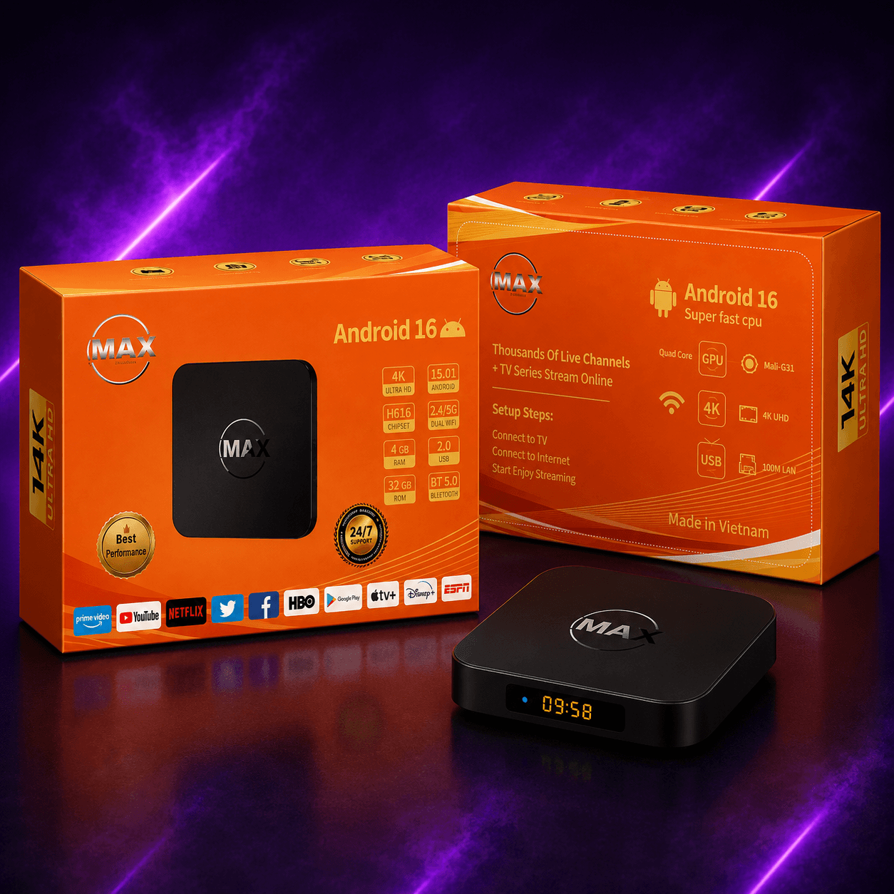 MAX Android 16 TV Box — 14K Ultra HD