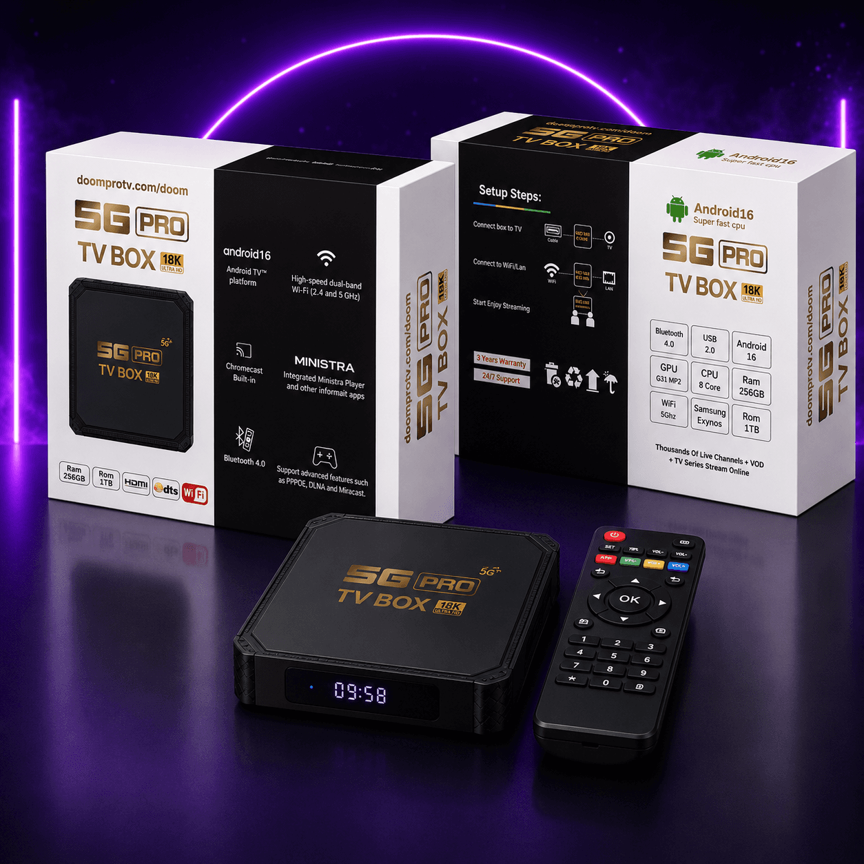 5G Pro TV Box 18K Ultra HD — Android 16