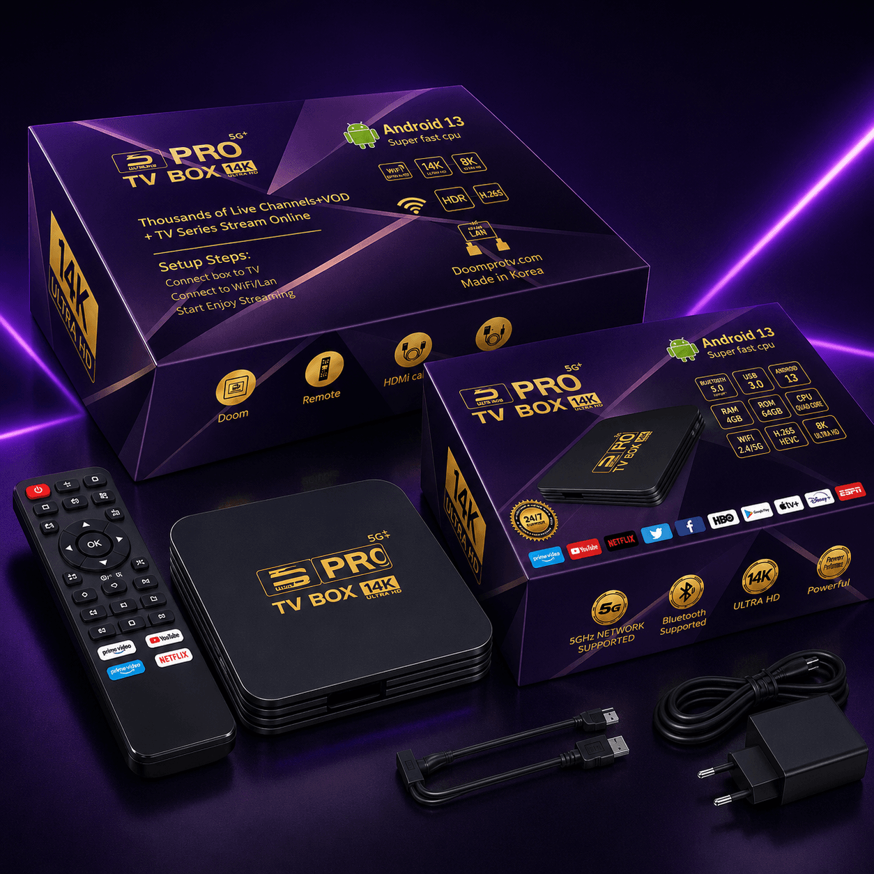 5G Pro TV Box 14K — Made in Korea